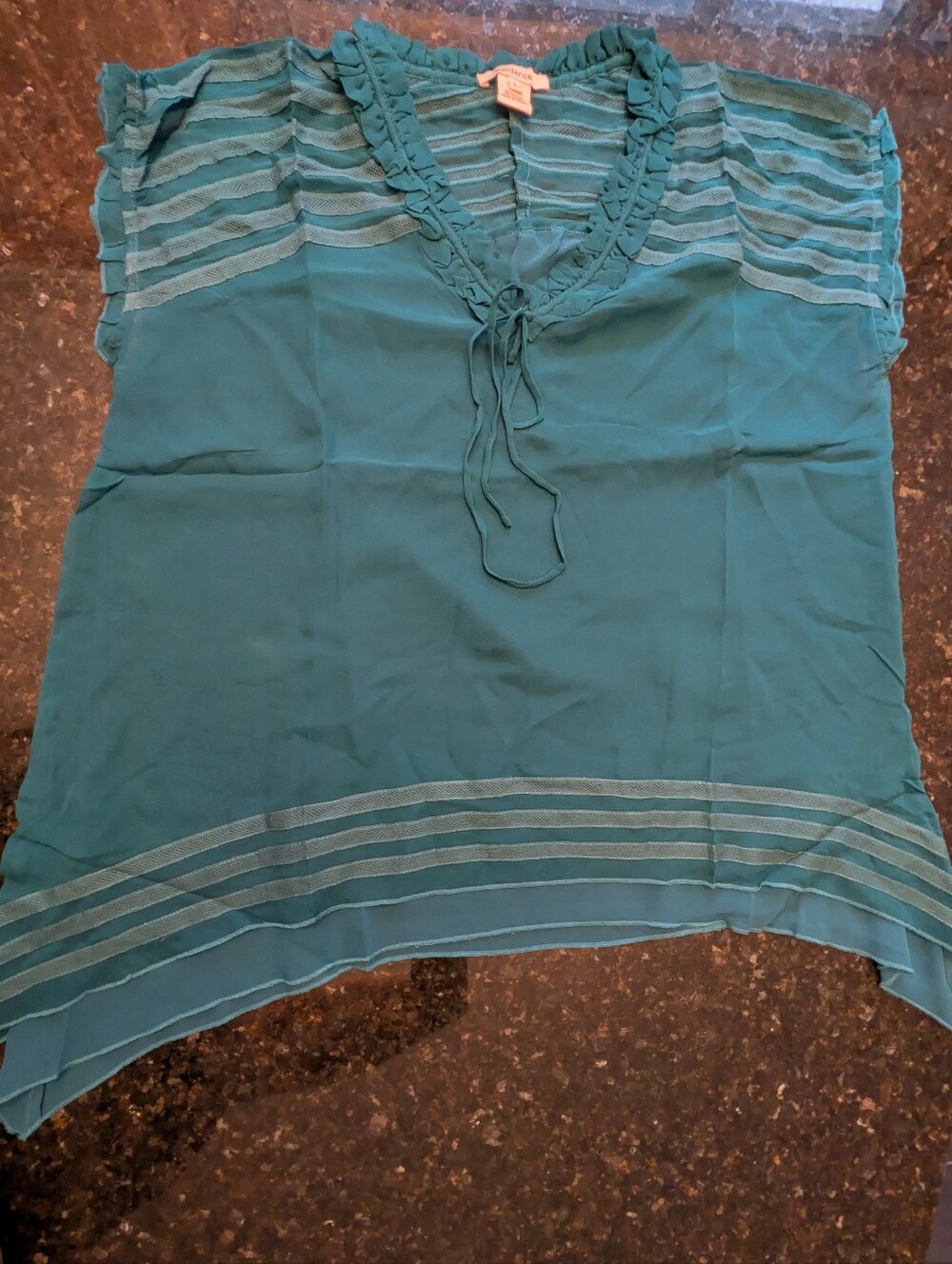 NEW Sundance Dark Teal Silk Asymmetric Hem Sleeveless Blouse